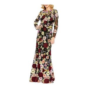 Mac Duggal Floral Embroidered Trumpet Gown Size 2 NWT